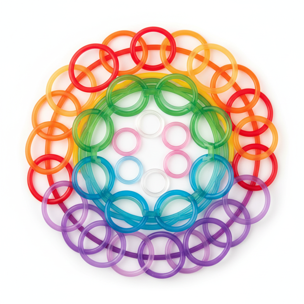 Clear glitter plastic ring overhead view