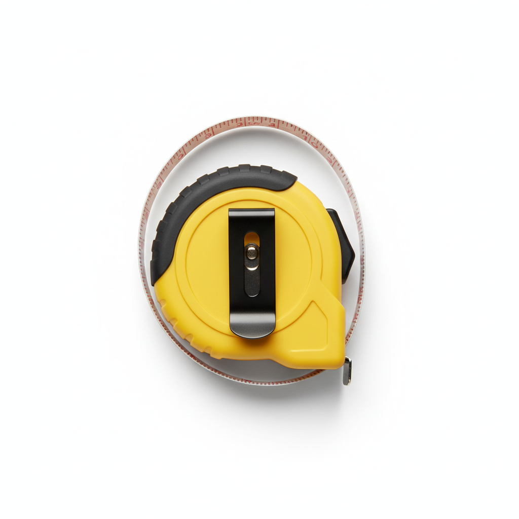 Tape measure flat lay overhead view