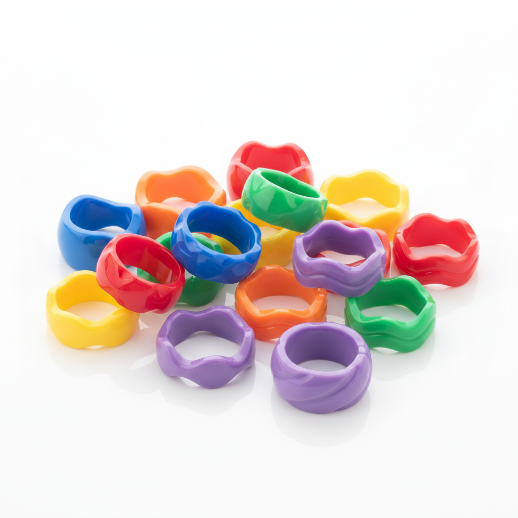 Multicolor plastic ring set assorted colors