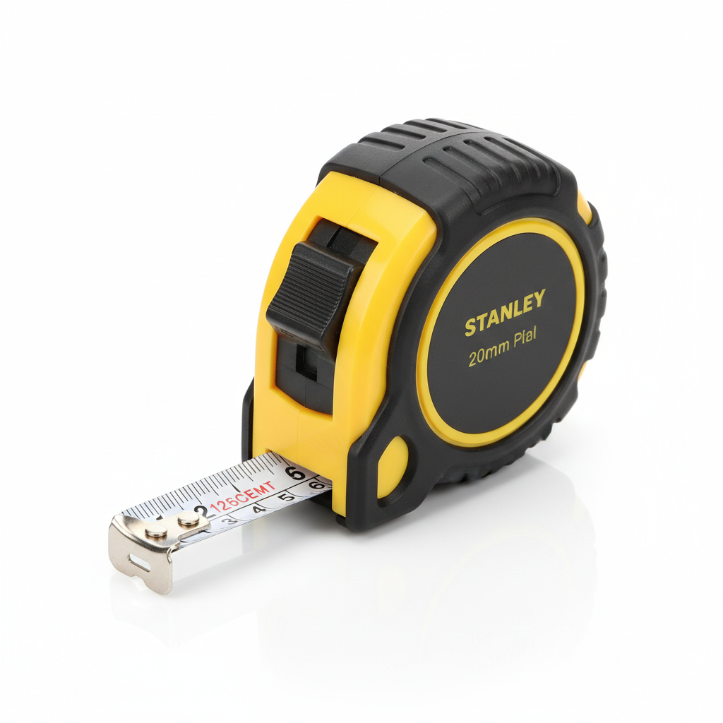 Compact yellow retractable tape measure front view